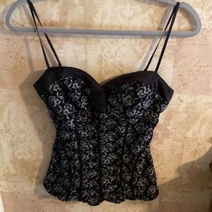 Candies Black/Silver Lace w/ satin chest line Tank Top